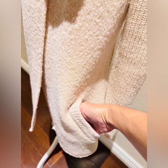 🔥HP🔥Anthropologie La Fee Verte Draped Front Boucle Cardigan Sweater – Tan – Sz M - Picture 13 of 15
